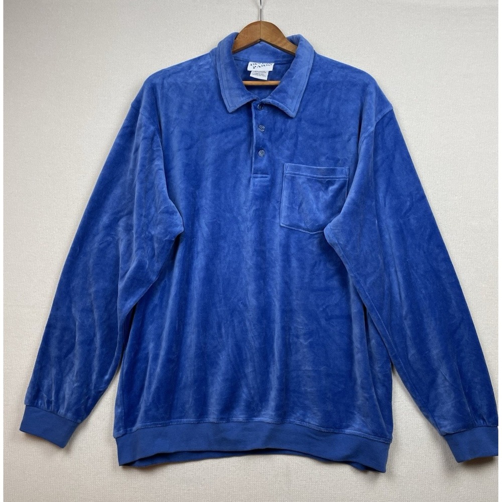 Vintage Irvine Park 90s Streetwear Men's Large Velour Collared Pullover Sweater‎
